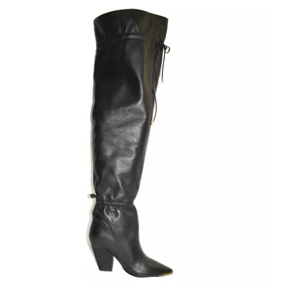 New! TORY BURCH LILA OTK 90MM SCRUNCH BOOTS BLACK NAPPA LEATHER 7.5 M DD455 - Picture 3 of 6